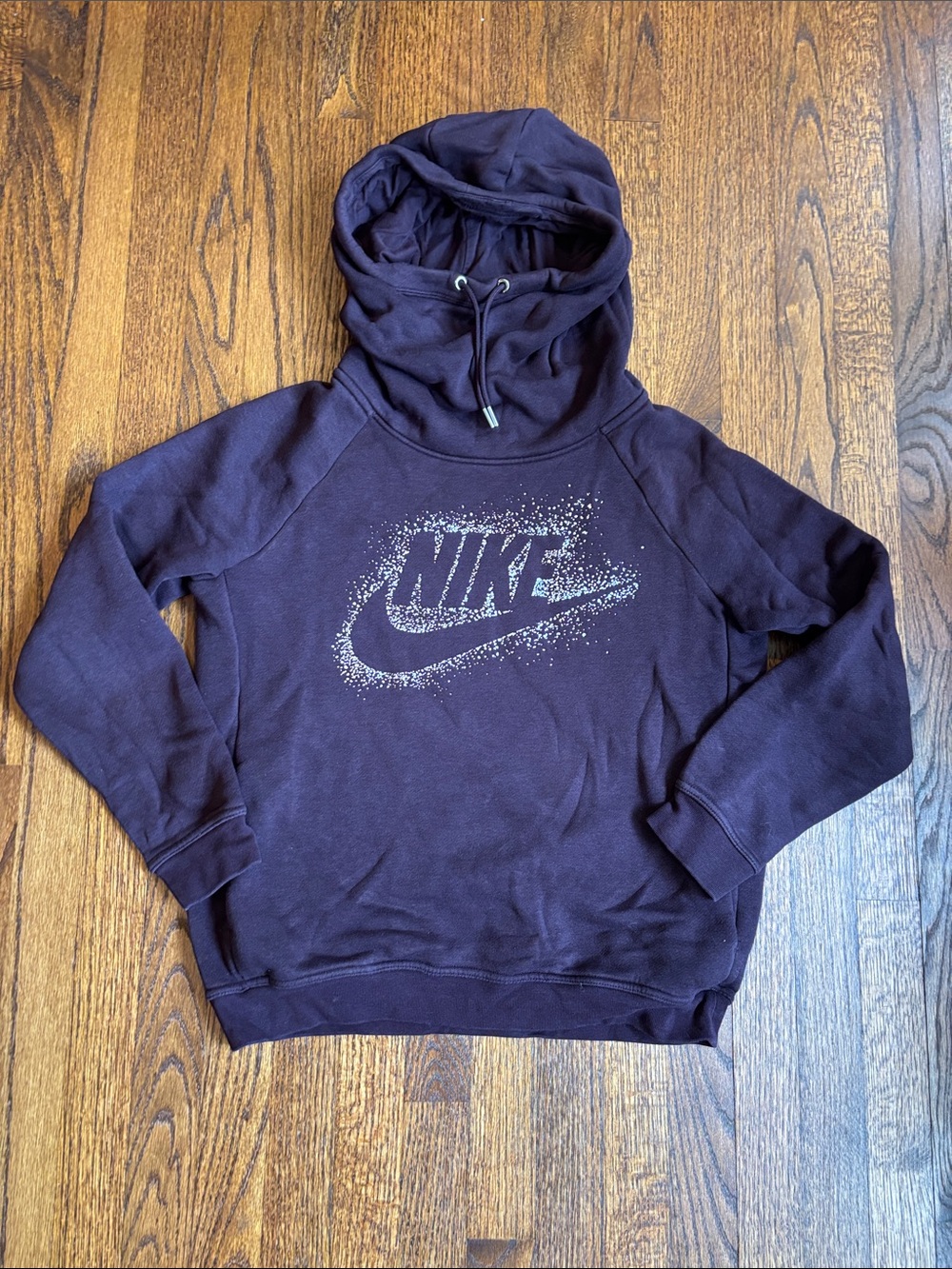 Nike Women's Plum Purple Sparkle Logo Hooded Pullover Medium